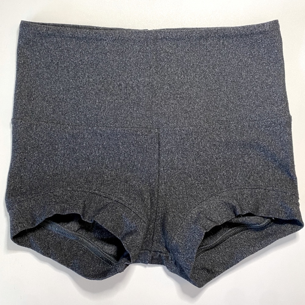 KTRNA activewear girls high waisted charcoal gray fold over dance short.